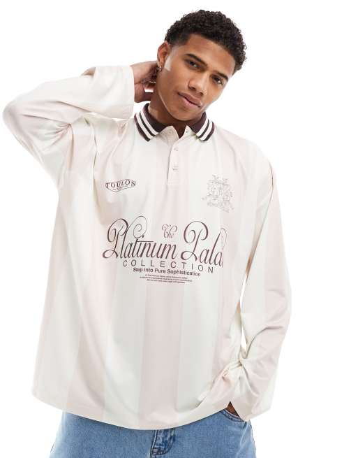 Oversized long sleeve polo shirt on sale