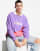 ASOS DESIGN oversized long sleeve polo t-shirt in purple color block with city print