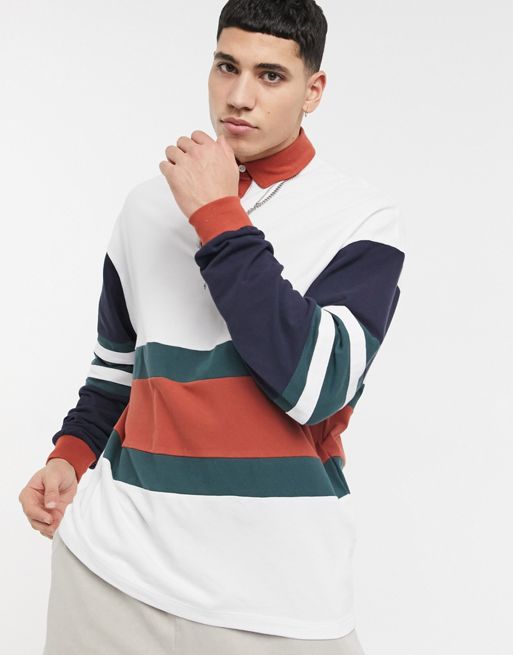 COLOR BLOCKING OVERSIZED RUGBY POLO MENS