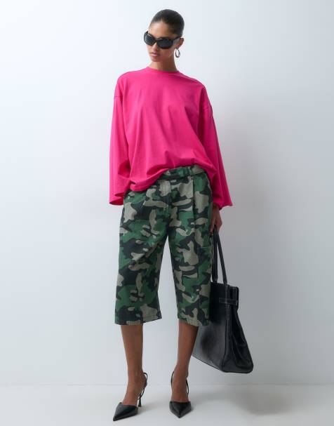 ASOS DESIGN oversized long sleeve skater t-shirt in bright pink - view 1