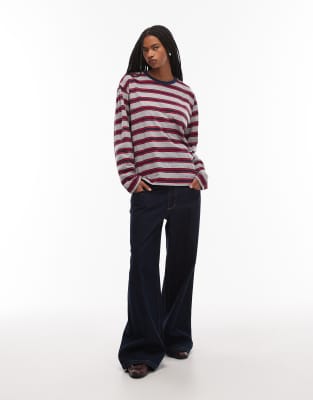 Asos Design Oversized Long Sleeve Skater Tee In Multi