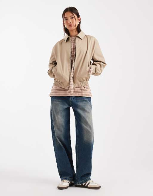 ASOS DESIGN oversized long sleeve skater tee in neutral stripe, 3 of 3