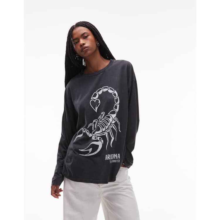 ASOS DESIGN oversized long sleeve skater tee with scorpion
