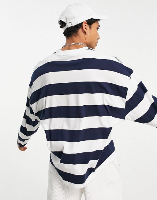 ASOS DESIGN oversized jersey baseball shirt in navy
