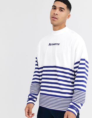 ASOS DESIGN oversized long sleeve stripe t-shirt with turtleneck and ...
