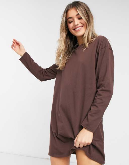 ASOS Oversized T-Shirt Dress, Cognac Brown Faux Leather J…