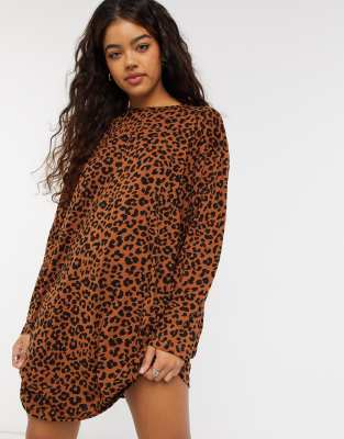 leopard print oversized t shirt dress