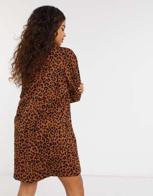 asos leopard print shirt dress