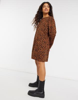 leopard long shirt dress