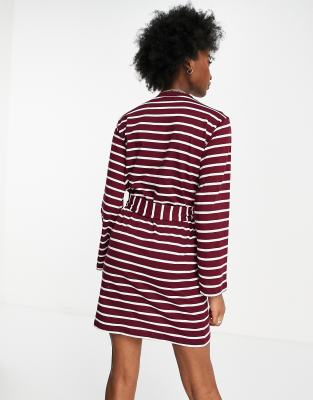 maroon and white striped t shirt dress