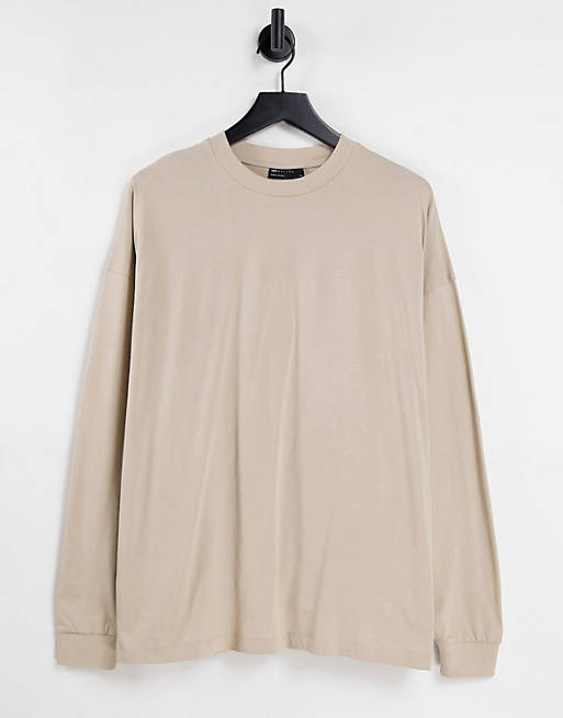 Men oversized long sleeve t-shirt in beige with New Orleans back print 