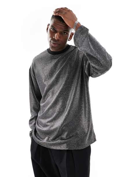 ASOS DESIGN oversized long sleeve t-shirt in black fabrication - view 1