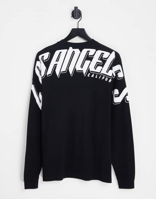 ASOS DESIGN oversized long sleeve t-shirt in black with text back