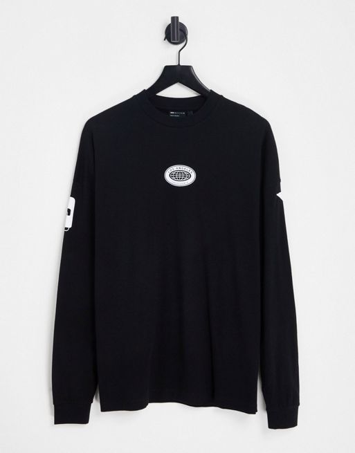 ASOS DESIGN oversized long sleeve double layer t-shirt in black