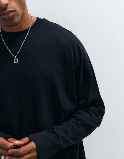 ASOS DESIGN oversized long sleeve t-shirt in black, 2 of 5