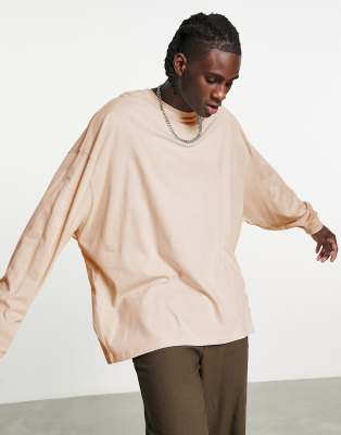 ASOS DESIGN oversized long sleeve t-shirt in cream | ASOS