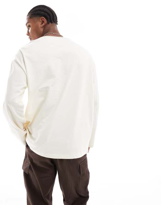 ASOS DESIGN oversized long sleeve t-shirt in cream | ASOS