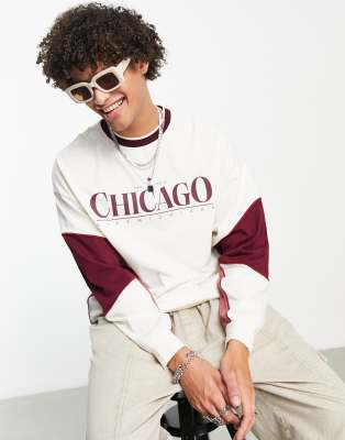 ASOS Design Oversized T-Shirt in Blue with Chicago City Print