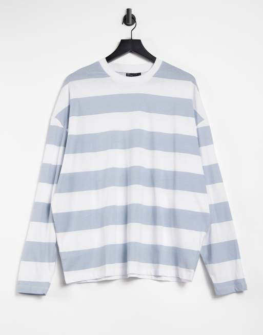 Long sleeve blue and white store striped shirt