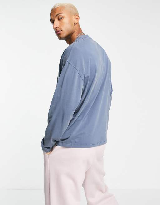 ASOS DESIGN Oversized T-Shirt In Blue Acid Wash With New York City