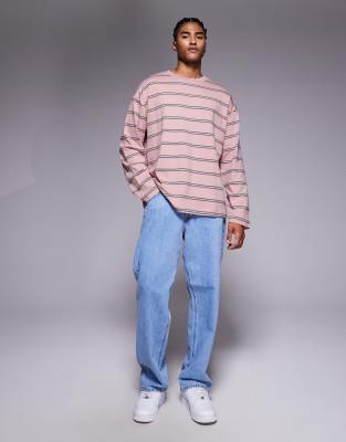 Asos Design Oversized Long Sleeve T-shirt In Multi