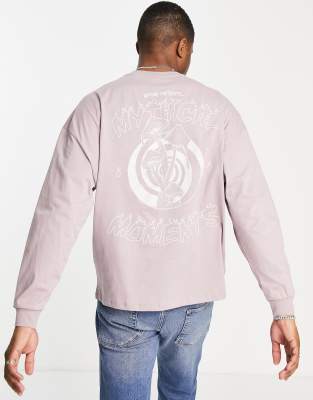 ASOS DESIGN oversized long sleeve T-shirt in purple with mythical back print