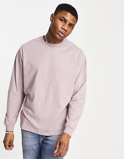  oversized long sleeve t-shirt in purple with mythical back print 