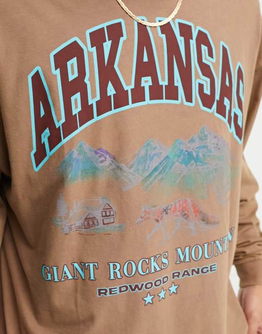 ASOS DESIGN oversized long sleeve t-shirt in washed brown with