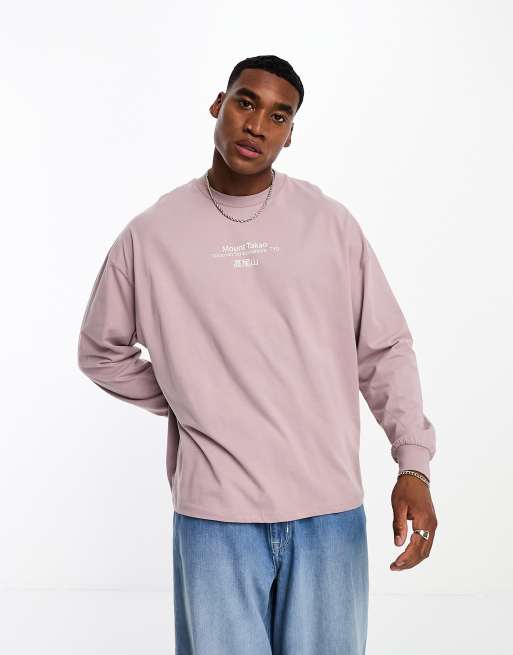 ASOS DESIGN oversized long sleeve t shirt in washed purple with