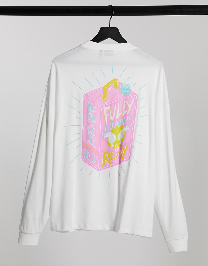 ASOS DESIGN oversized long sleeve T-shirt in white with front and back soapbox print