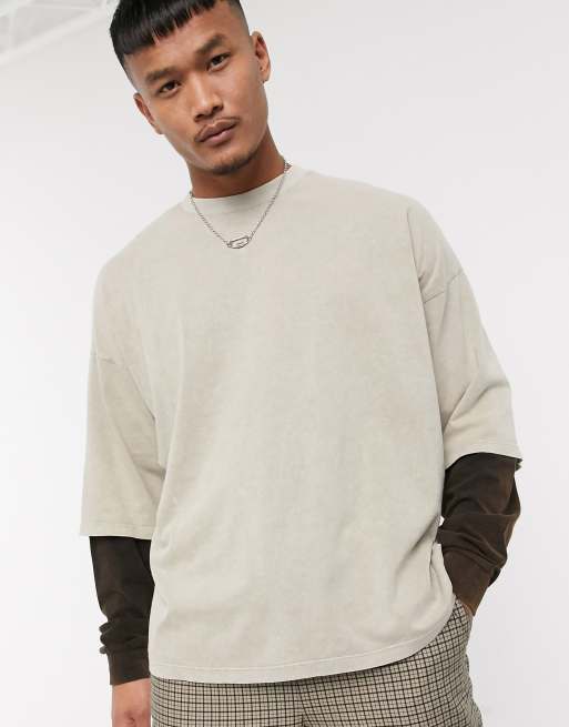 ASOS DESIGN oversized long sleeve t-shirt with acid wash and