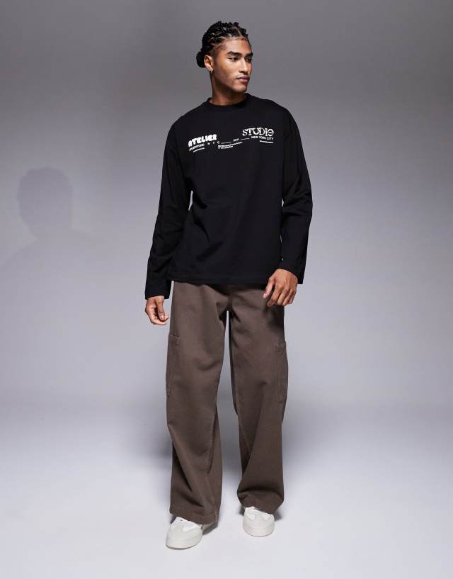 ateliergg shirt 1½ アトリエgg ASOS DESIGN oversized long sleeve t-shirt with atelier studio