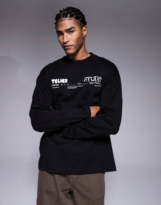 ASOS DESIGN oversized long sleeve t-shirt with atelier studio