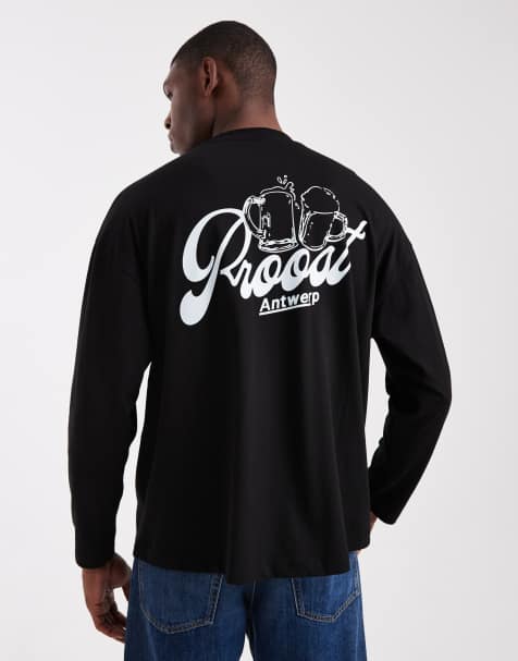 ASOS DESIGN oversized long sleeve t-shirt with back print in black - view 1
