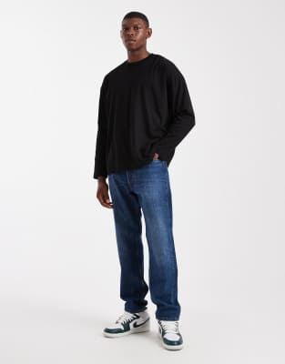 Asos Design Oversized Long Sleeve T-shirt With Back Print In Black