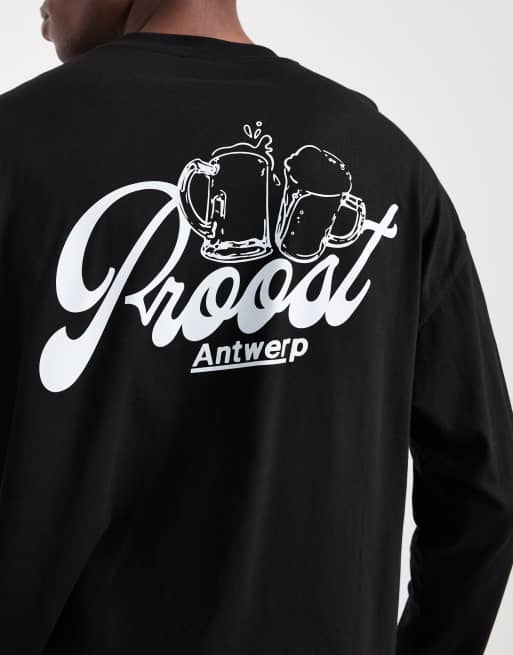 ASOS DESIGN oversized long sleeve t-shirt with back print in black