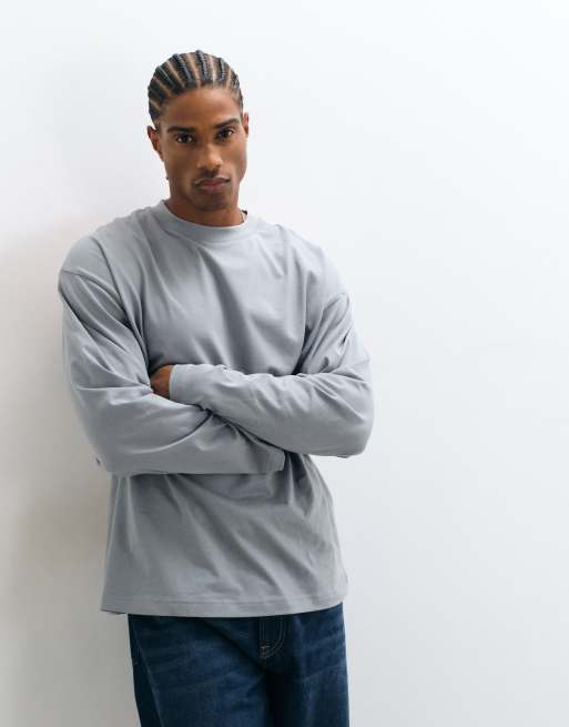 ASOS DESIGN oversized long sleeve t-shirt with graffiti graphic in grey, 5 of 5