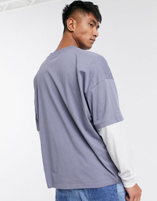 ASOS T-Shirt with Side Split and Longline Oversized Fit in Textured Jersey