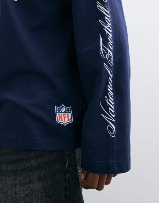 ASOS DESIGN oversized long sleeve t-shirt with NFL Detroit Lions in navy , 4 of 5