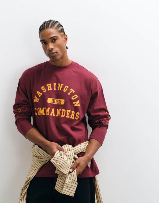 ASOS DESIGN oversized long sleeve t-shirt with NFL Washington Commanders print in burgundy, 3 of 5
