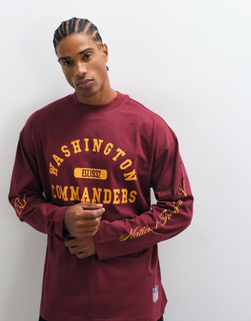 ASOS DESIGN oversized long sleeve t-shirt with NFL Washington Commanders print in burgundy, 5 of 5