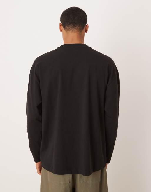 ASOS DESIGN oversized long sleeve T-shirt with print detail in black