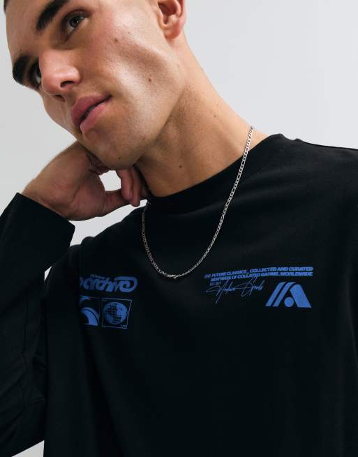 ASOS DESIGN oversized long sleeve t-shirt with print in black, 2 of 5