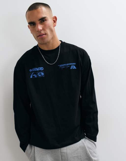 ASOS DESIGN oversized long sleeve t-shirt with print in black, 4 of 5