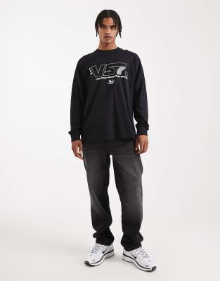 Asos Design Oversized Long Sleeve T-shirt With Sports Graphic In Black