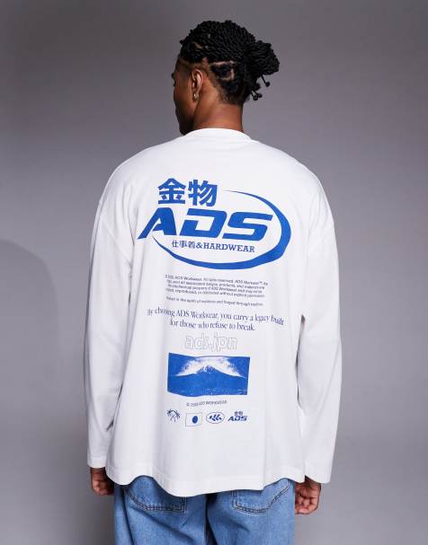 ASOS DESIGN oversized long sleeve t-shirt  with street graphic in white - view 1