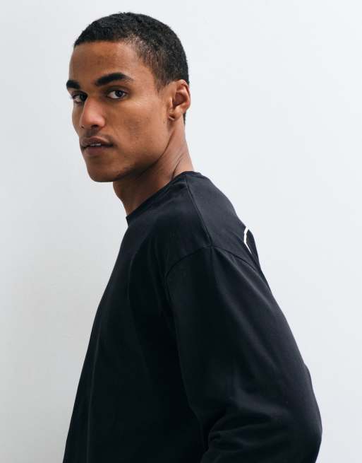 ASOS DESIGN oversized long sleeve t-shirt with text graphic in black, 5 of 5