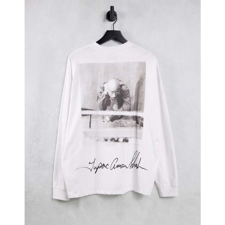 ASOS DESIGN oversized long sleeve t-shirt with Tupac prints in