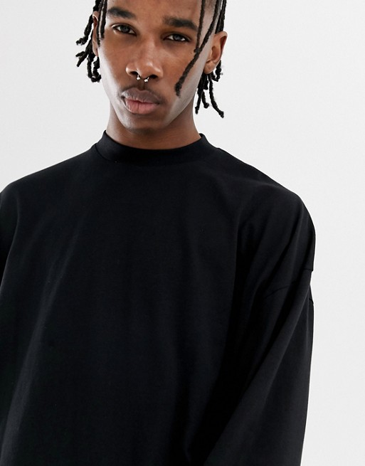 ASOS DESIGN oversized long sleeve t-shirt with turtle neck in black | ASOS