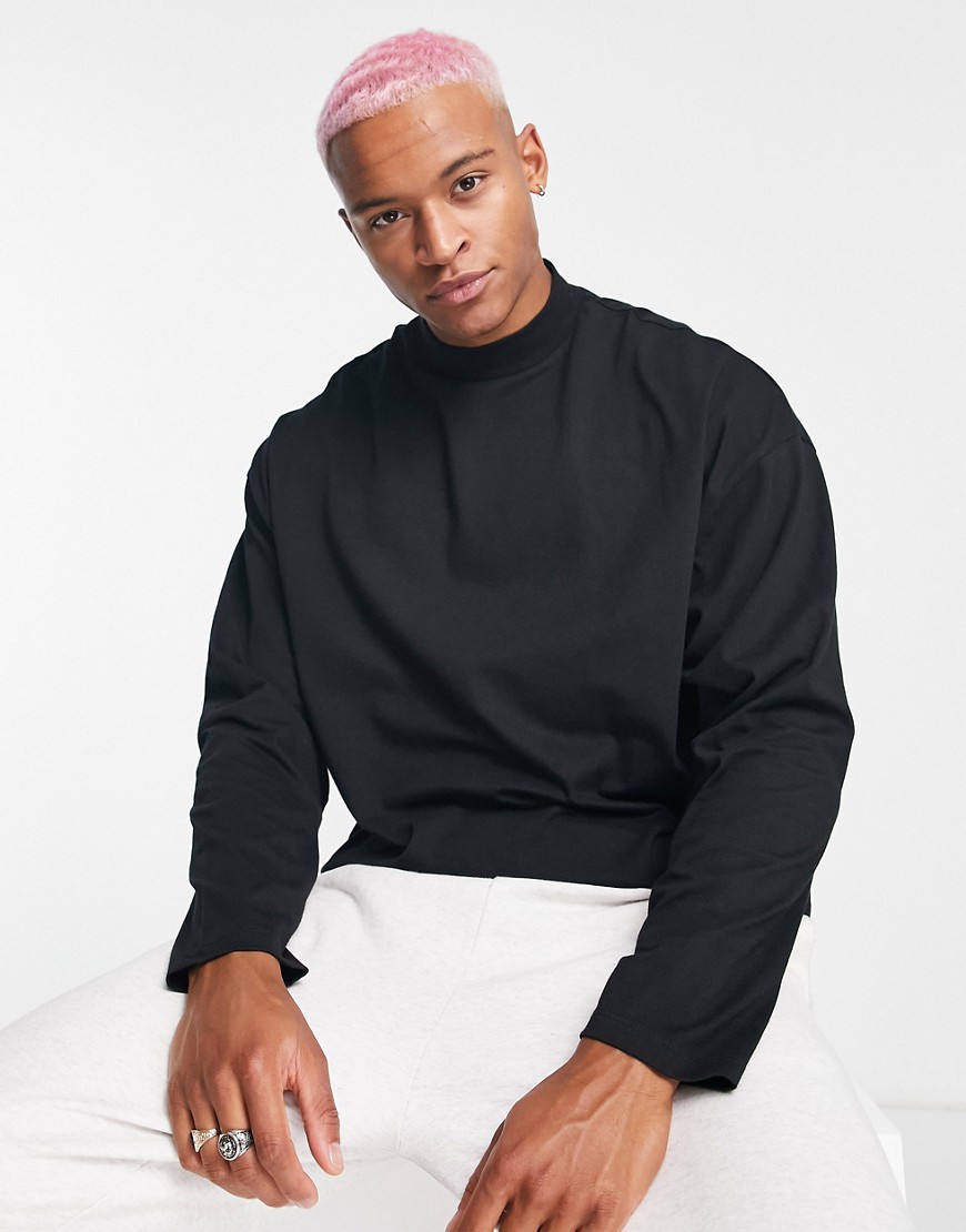 ASOS DESIGN oversized long sleeve t-shirt with turtle neck in black